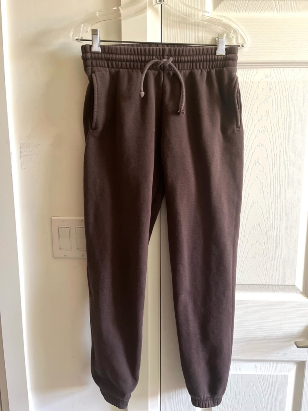 TNA Women's Cozy Fleece Chocolate Brown Drawstring Joggers Pants Size S - Picture 2 of 11